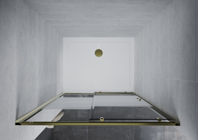 Golden shower doors in a niche