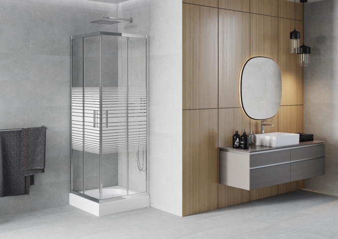black shower cabin