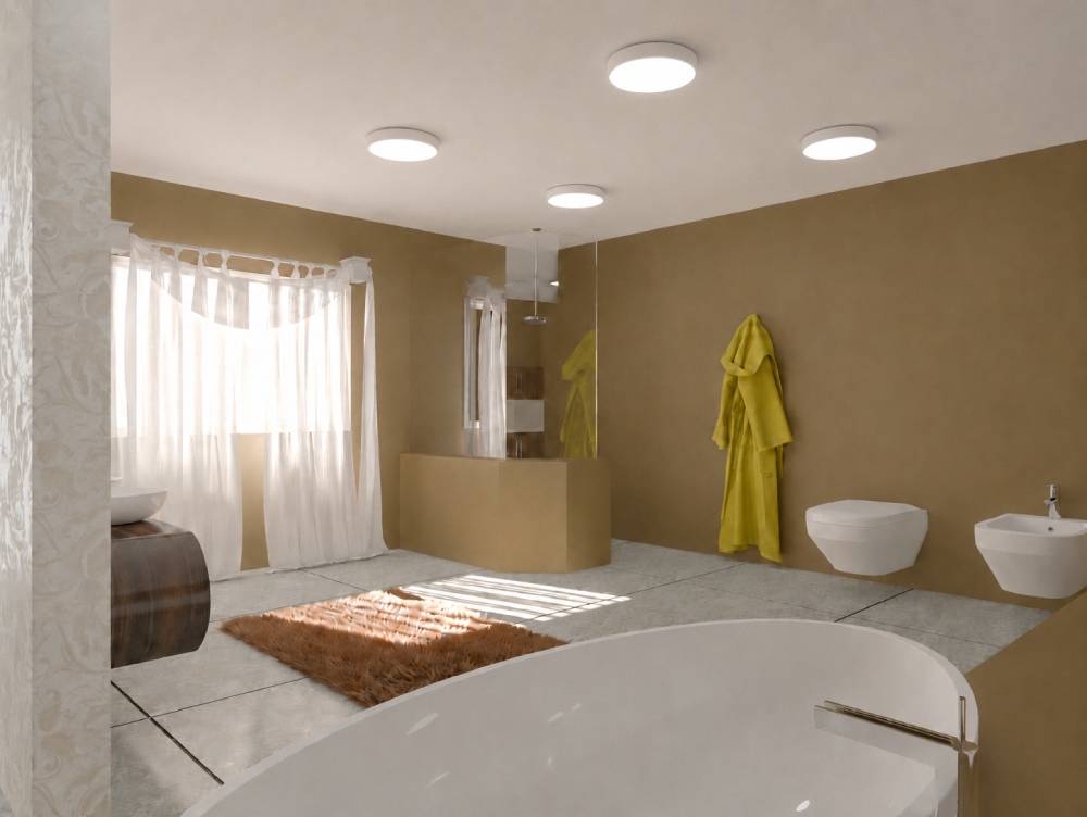 Round Ceiling Light in the Bathroom