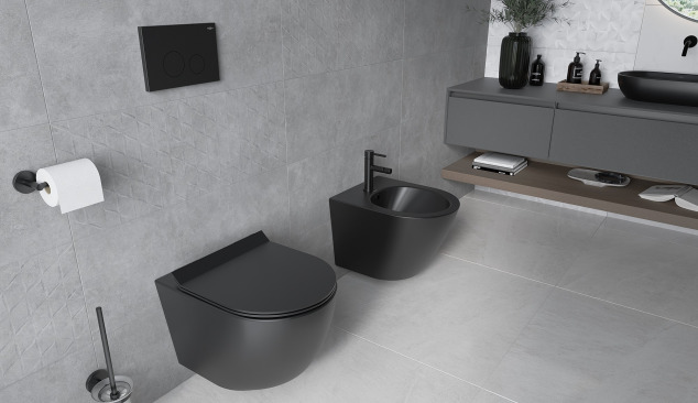 Modern Gray Toilet with Black Accents