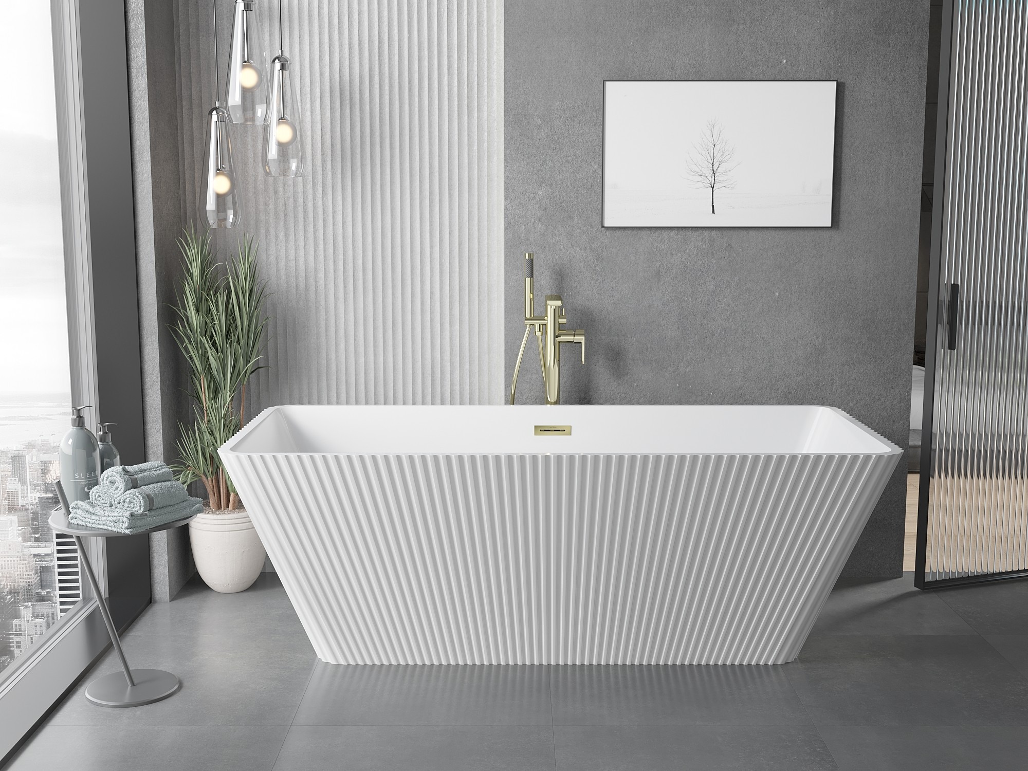 Fluted freestanding bathtub – style and functionality in one