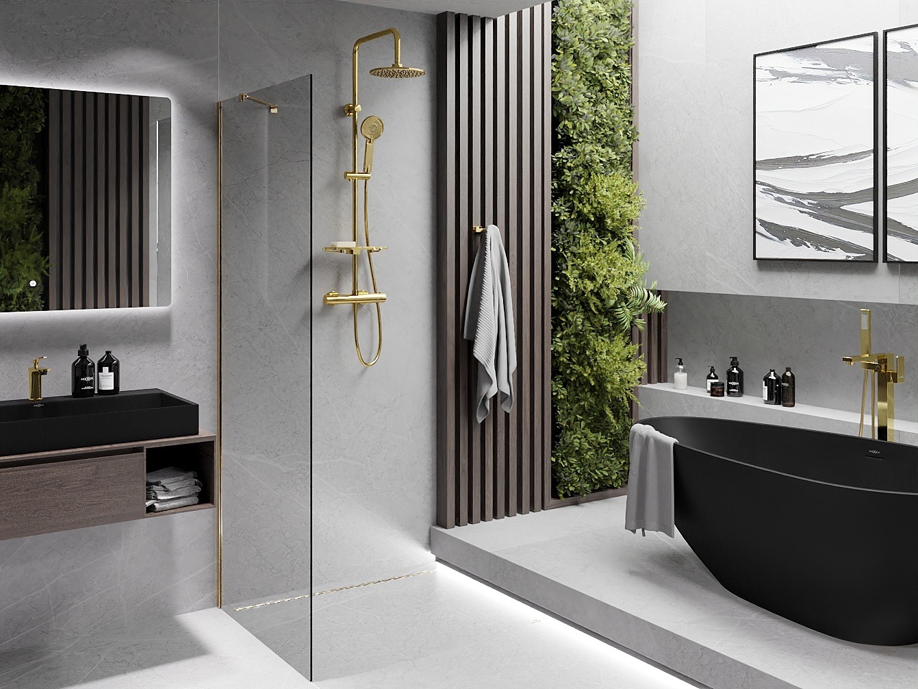 Vertical Garden in the Bathroom – Green Wall with Plants
