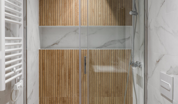 Recessed Shower System in a Small Bathroom