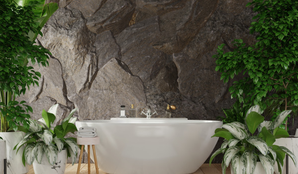 Freestanding bath in a stylish bathroom