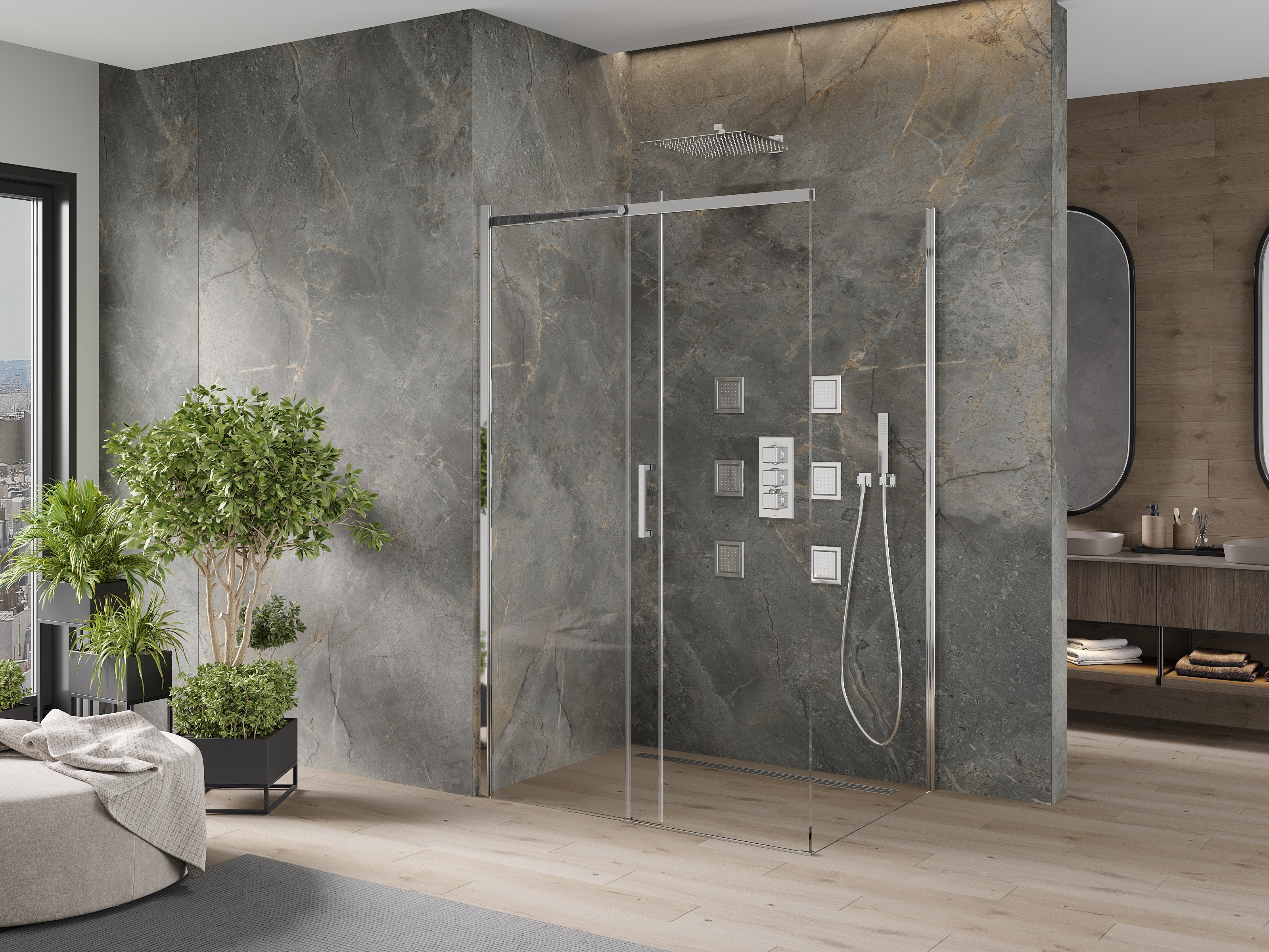 Minimalist Stone Shower Cabin