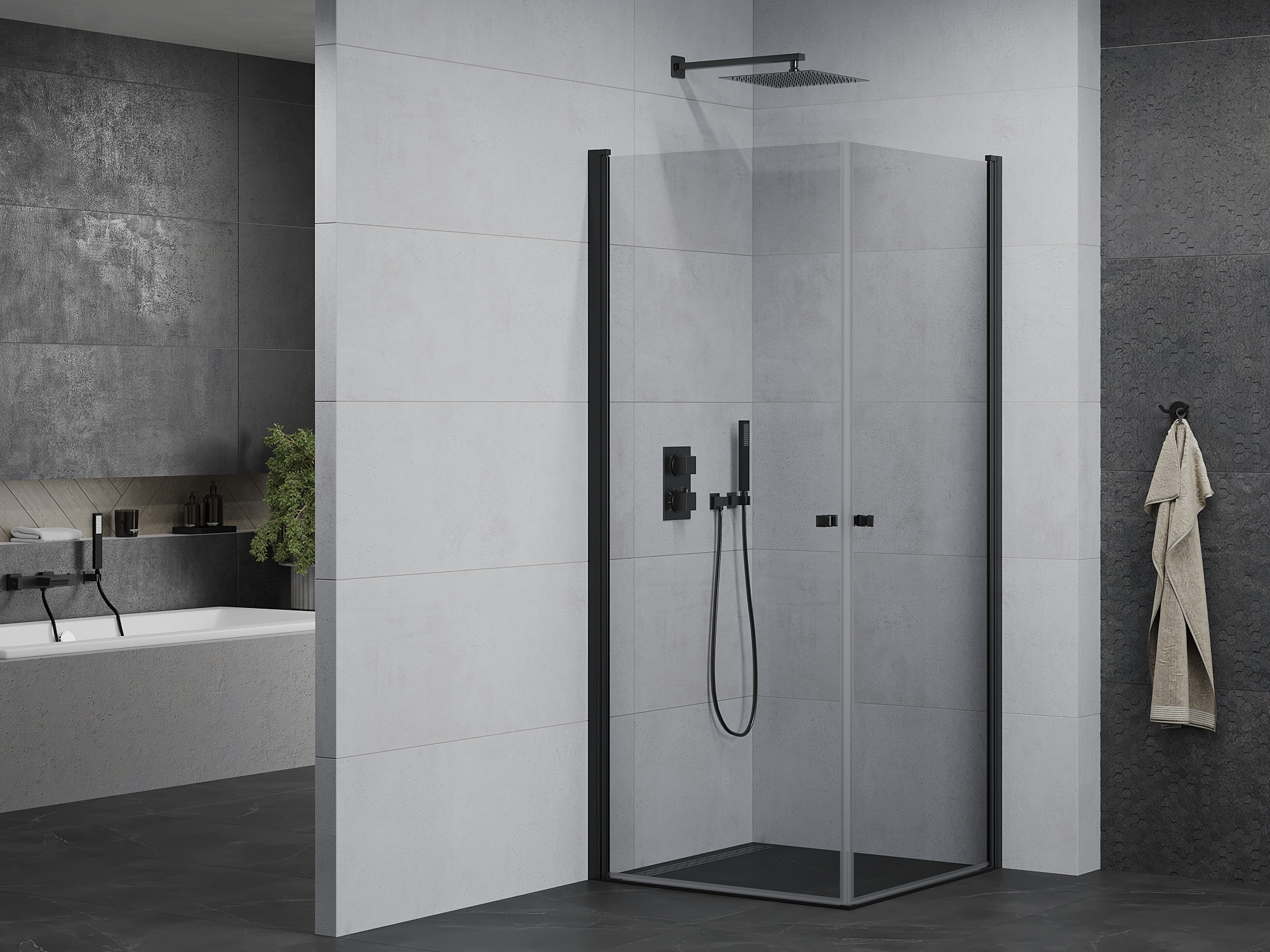 Modern bathroom with shower cabin