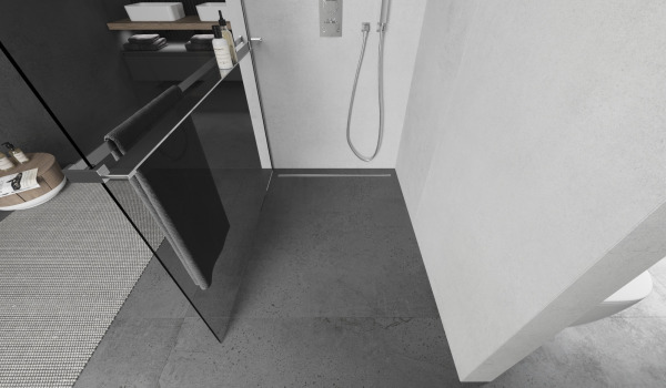 Shower screen with a shelf in modern style