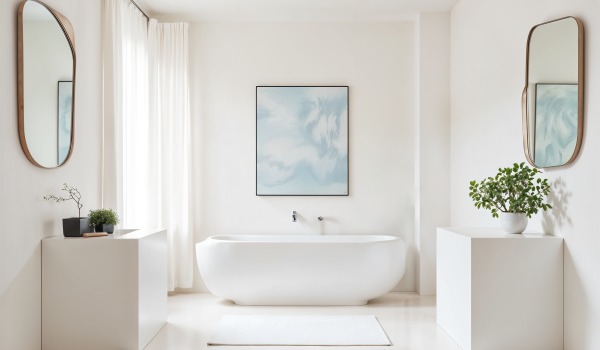 Bathroom with a small number of tiles – where to use tiles and what to replace them with? Inspirations and arrangements