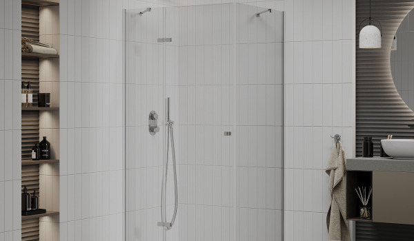 Cozy Bathroom: Combination of Beige Walls with a Shower Enclosure