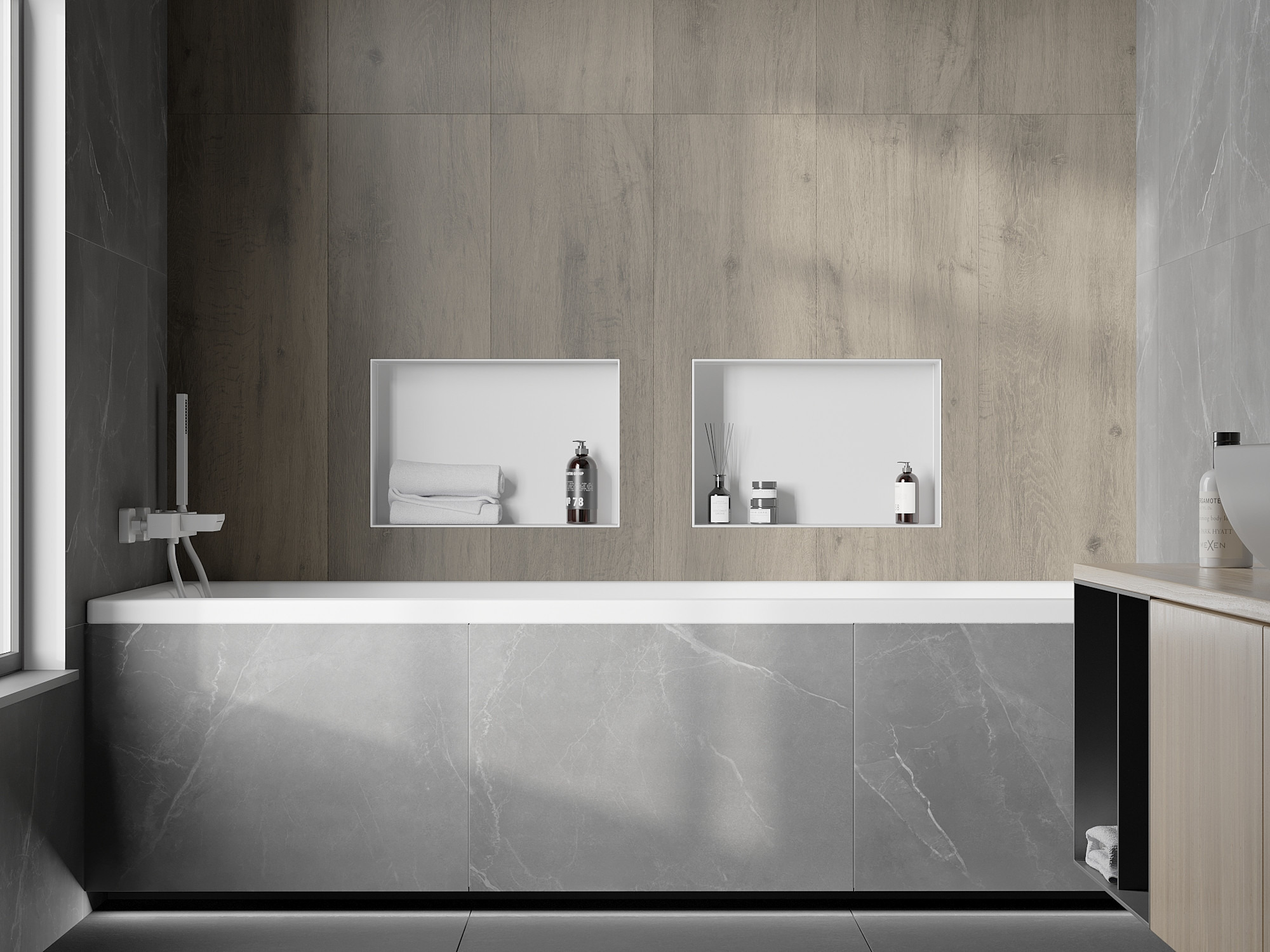 Bathtub Covered with Tiles