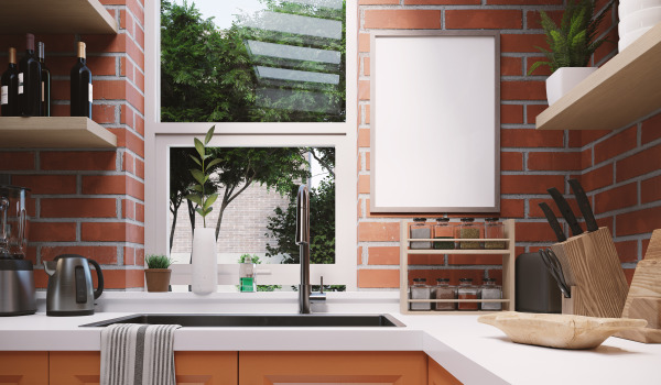 Brick wall in the kitchen. What colour walls go best with red brick?