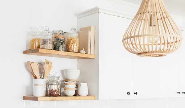 Shelves in the kitchen