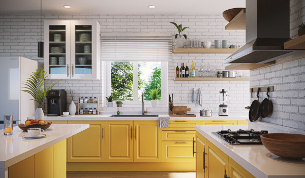 Brick wall in the kitchen