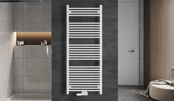 Towel radiator in the bathroom
