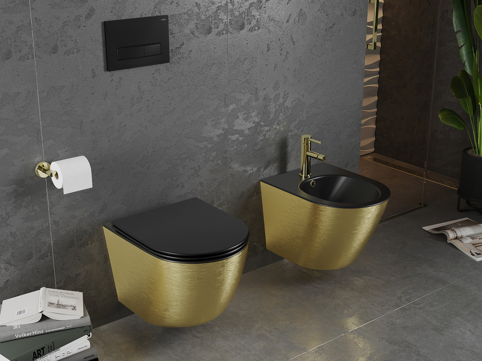 Black and Gold Bathroom Ceramics
