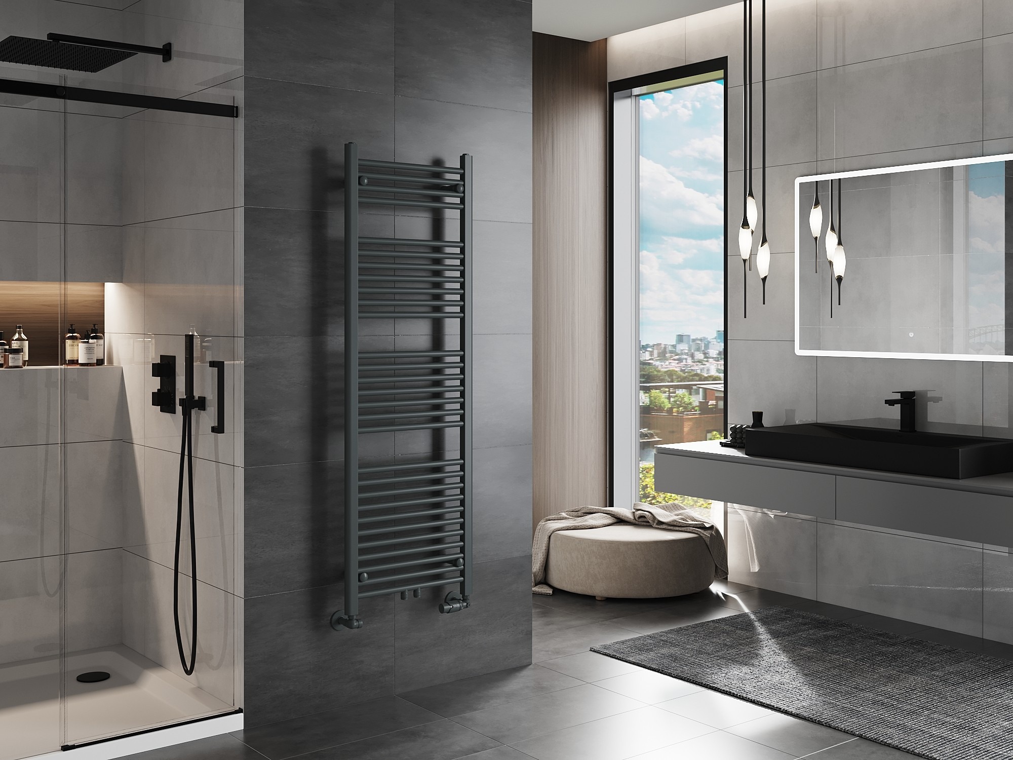 Anthracite Ladder Radiator for Bathroom