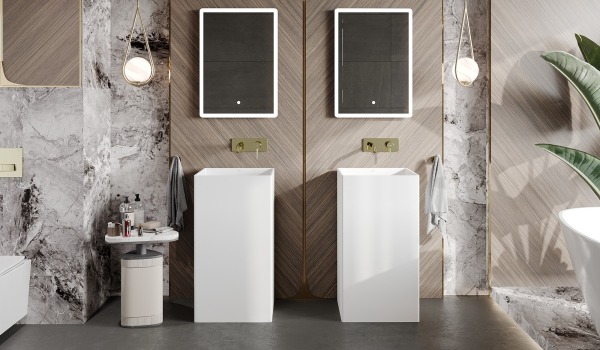 Oriental bathroom with wood
